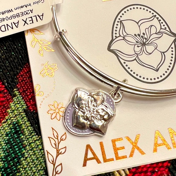ALEX AND ANI Silver Wildflower Charm Bangle Bracelet - Picture 5 of 8
